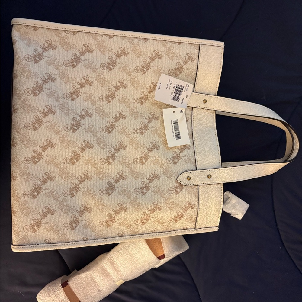 Coach Cream and Tan Structured Tote